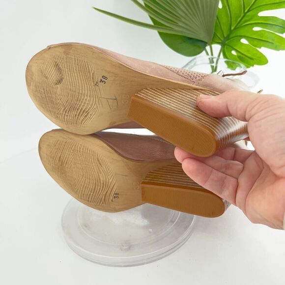 Miz Mooz Knox Sandal Women 38 8 Blush Pink Leather Wedge Boho Open Toe Bootie - Picture 12 of 16